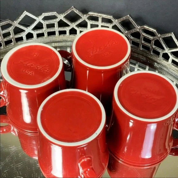 Fiesta Mug Scarlet Coffee Tea Cup Tom & Jerry Red Lot 4 Fiestaware #G10